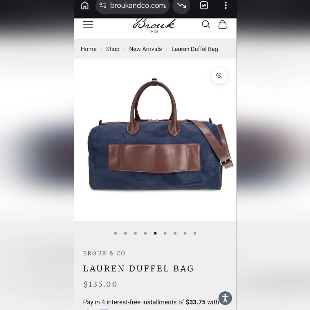 Brouk & Co Lauren Duffle Bag In Navy - 21x9.5x14 - New In Bag